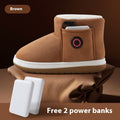 Sarah Express Rechargeable Electric Heated Winter Slippers Brown
