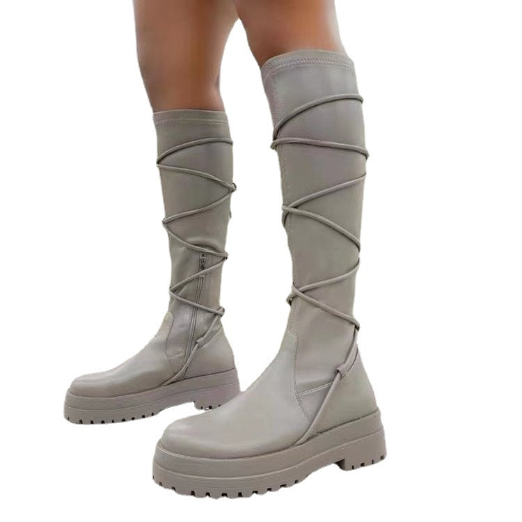 Sarah Express Lace-Up Platform Martin Boots