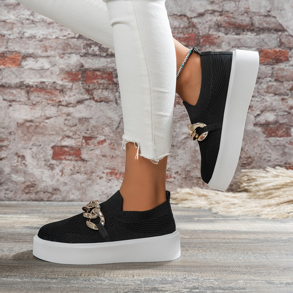 Sarah Express Breathable Mesh Chain Detail Slip-On Flats