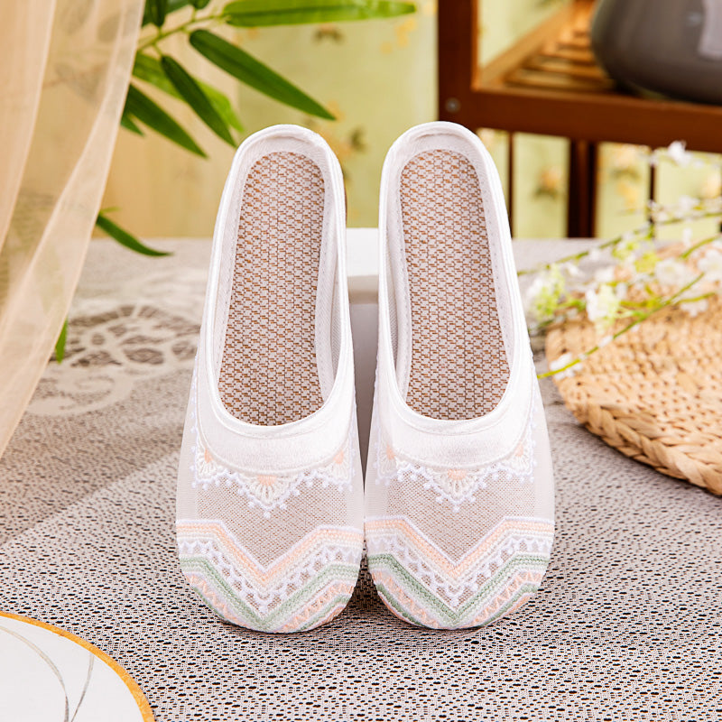 Sarah Express Embroidered Mesh Flat Loafers White