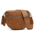Sarah Express Round Suede Texture Crossbody Shoulder Bag Suede Brown