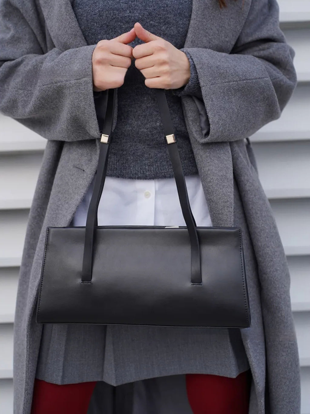 Sarah Express Retro Chic Horizontal Shoulder Work Bag Black