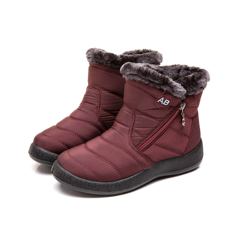 Sarah Express Waterproof Plush Lined Winter Ankle Boots Red