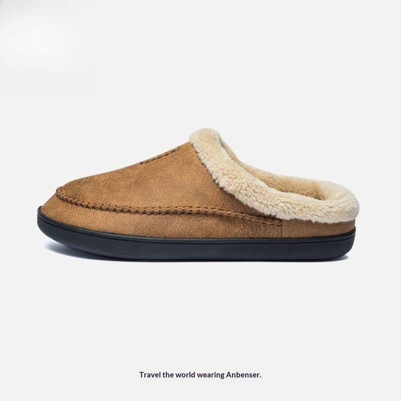 Sarah Express Men's Fur-Lined Non-Slip Indoor Slippers