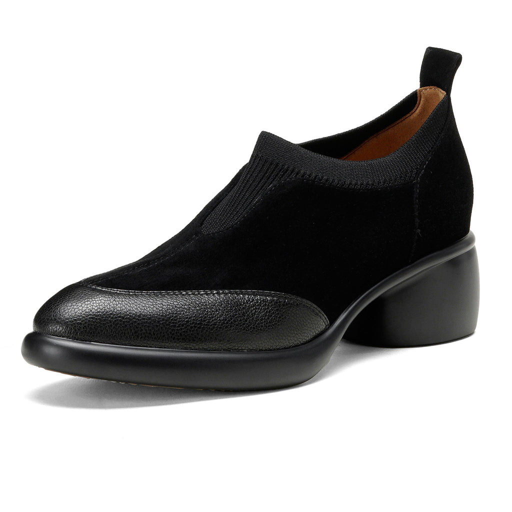 Sarah Express Suede Mary Jane Chunky Heel Pumps