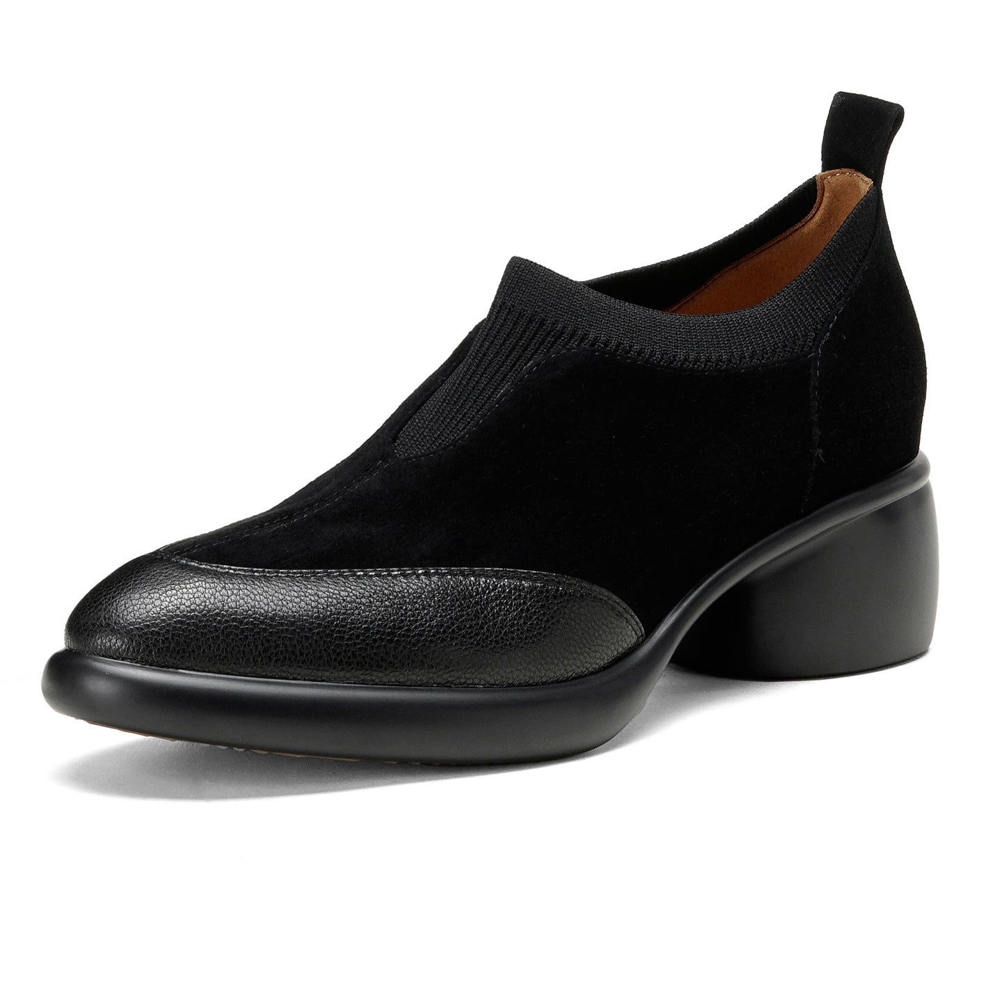 Sarah Express Suede Mary Jane Chunky Heel Pumps