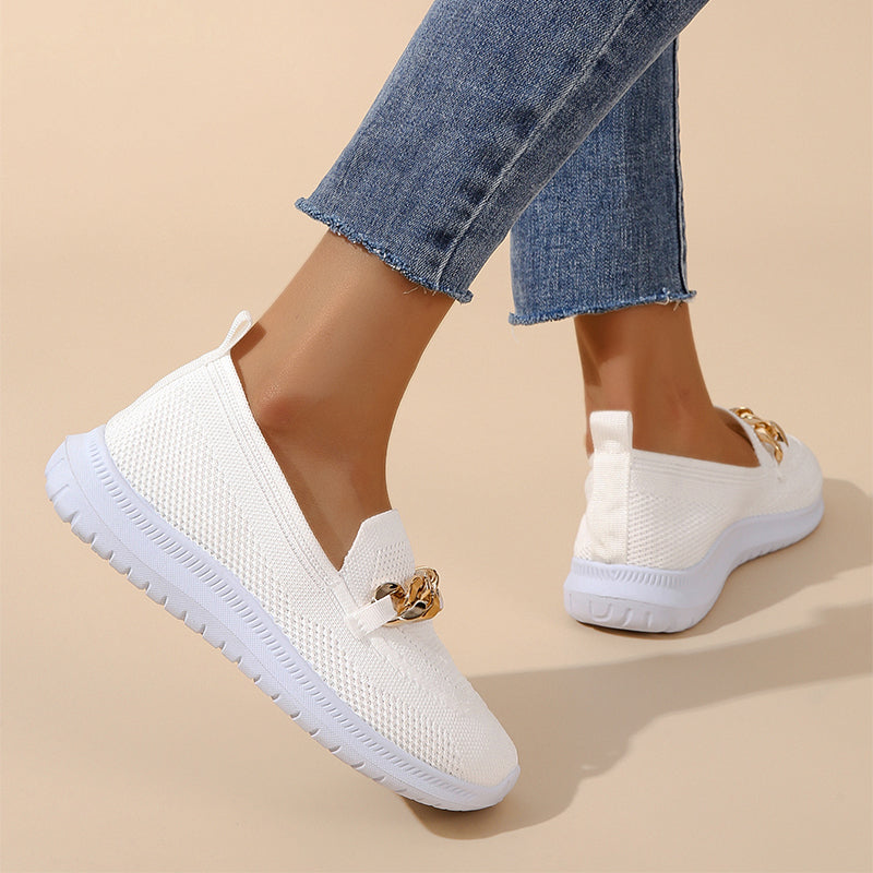 Sarah Express Flyknit Chain Detail Flat Sneakers