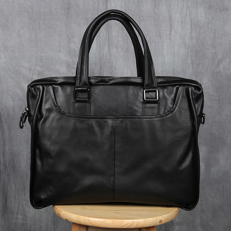 Sarah Express Structured Leather Laptop Briefcase