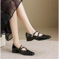 Sarah Express Square Toe Mary Jane Flat Shoes Black