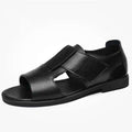 Sarah Express Men's Casual Open Toe Leather Sandals Black