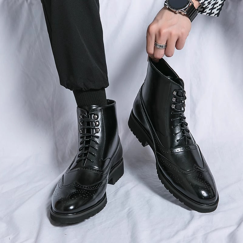 Sarah Express Men's Brogue Mid Top Work Boots Black