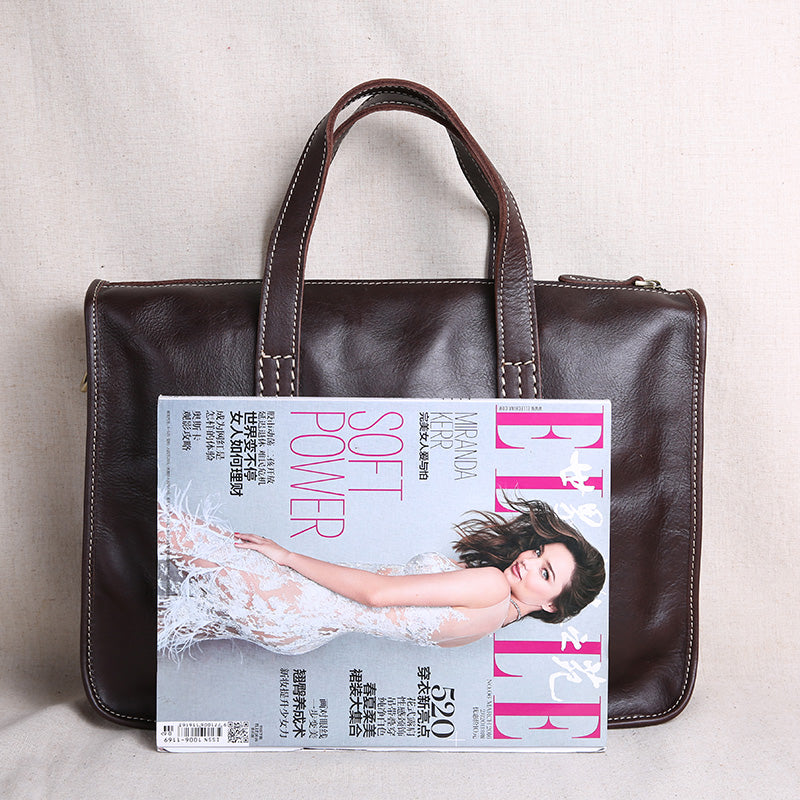 Sarah Express Vintage Leather Laptop Briefcase Computer Bag