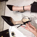 Sarah Express Pointed Toe Stiletto Ankle Strap Sandals Black