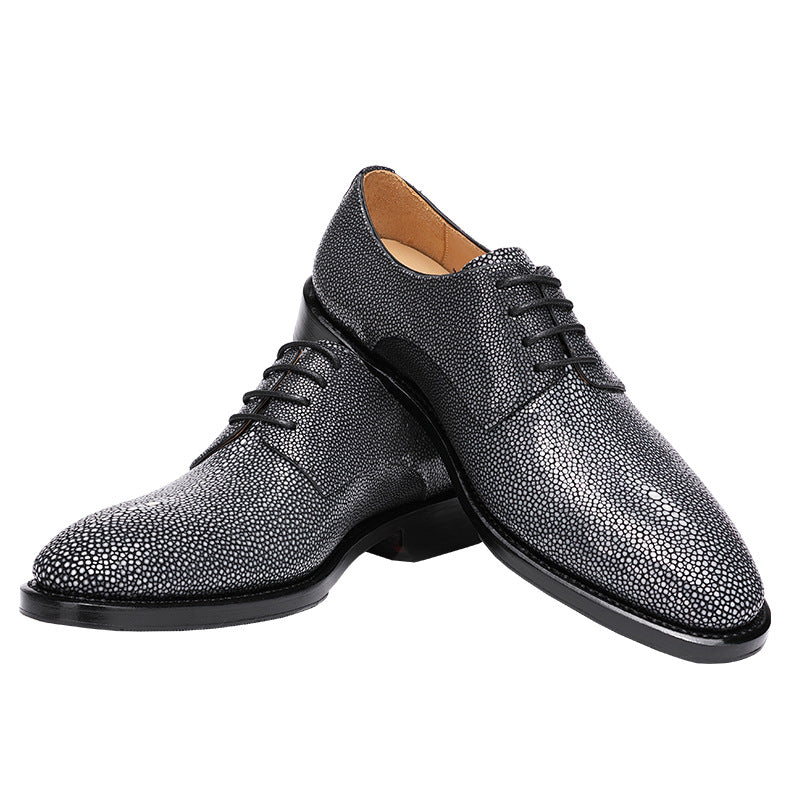Sarah Express Textured Silver Lace Up Dress Shoes Silver