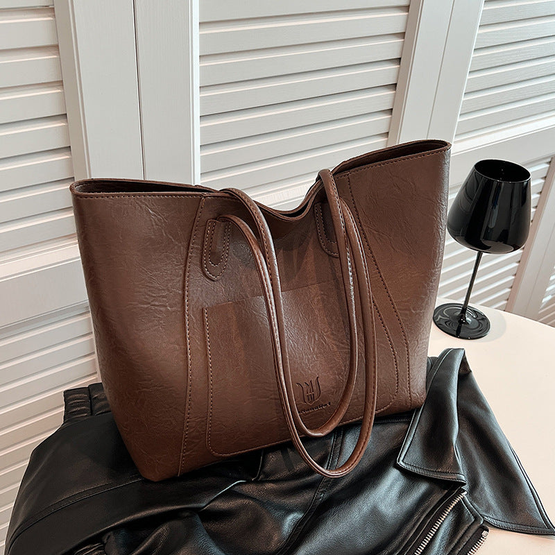 Sarah Express Retro Texture Commuter Shoulder Tote Bag