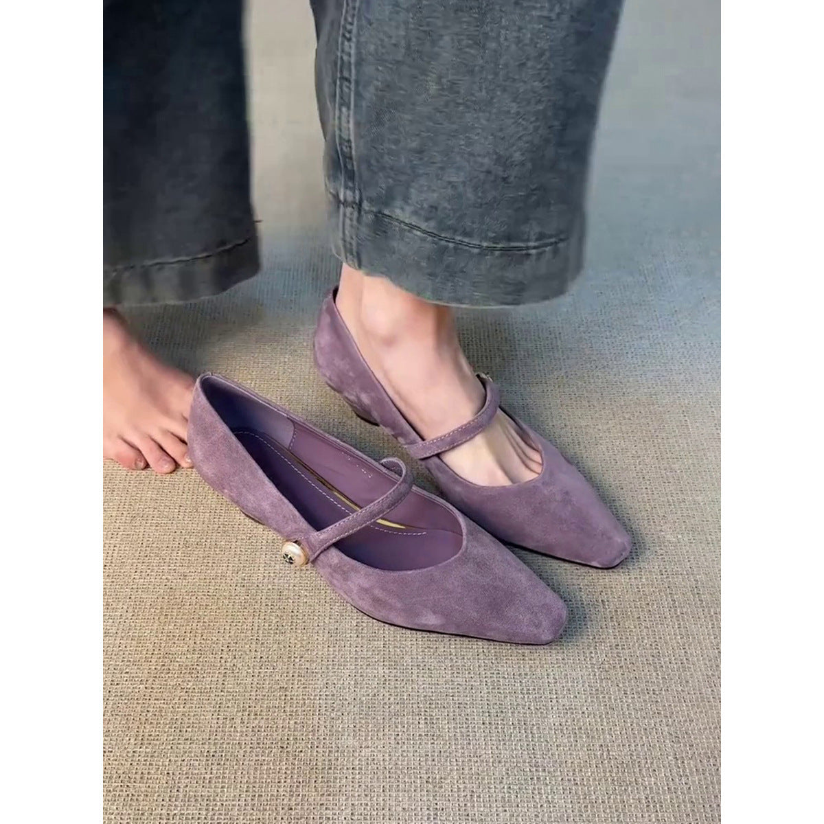 Sarah Express Pointed Toe Slingback Mary Jane Shoes Purple