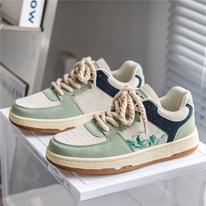 Sarah Express Men's Lightweight Lace-Up Platform Sneakers Light Green