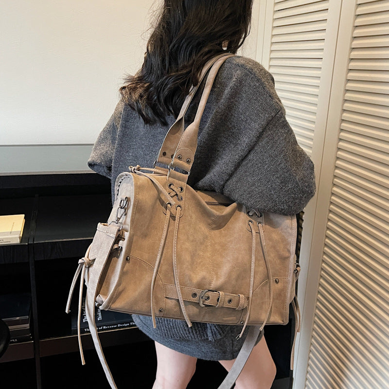 Sarah Express Korean Vintage PU Leather Tote Shoulder Bag