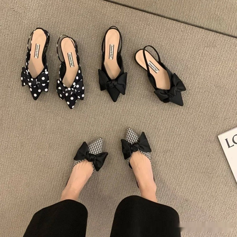 Sarah Express Pointed Toe Bow Embellished Slingback Sandals