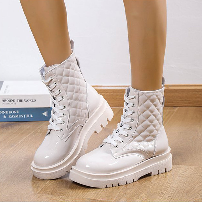 Quilted Platform Lace-up Ankle Boots – lace-up detail alternate view