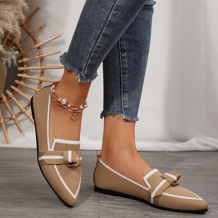 Sarah Express Knitted Mesh Bow-Tie Pointed-Toe Flats