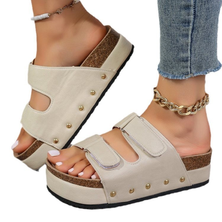 Sarah Express Women's Platform Sandals with Rivet Details