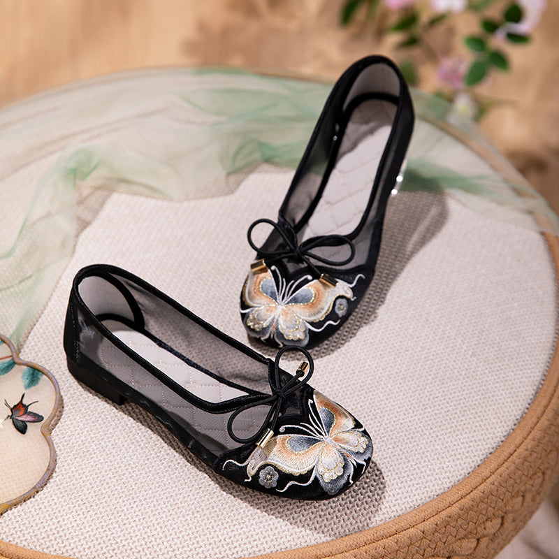 Sarah Express Butterfly Embroidered Mesh Breathable Flats