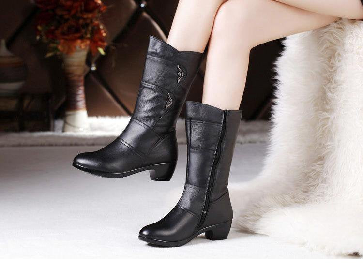 Sarah Express Women's Velvet Padded Mid-Calf Boots