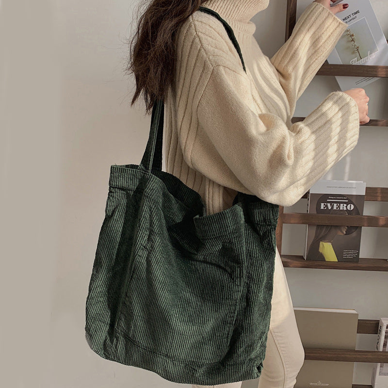 Sarah Express Soft Corduroy Large Capacity Tote Bag
