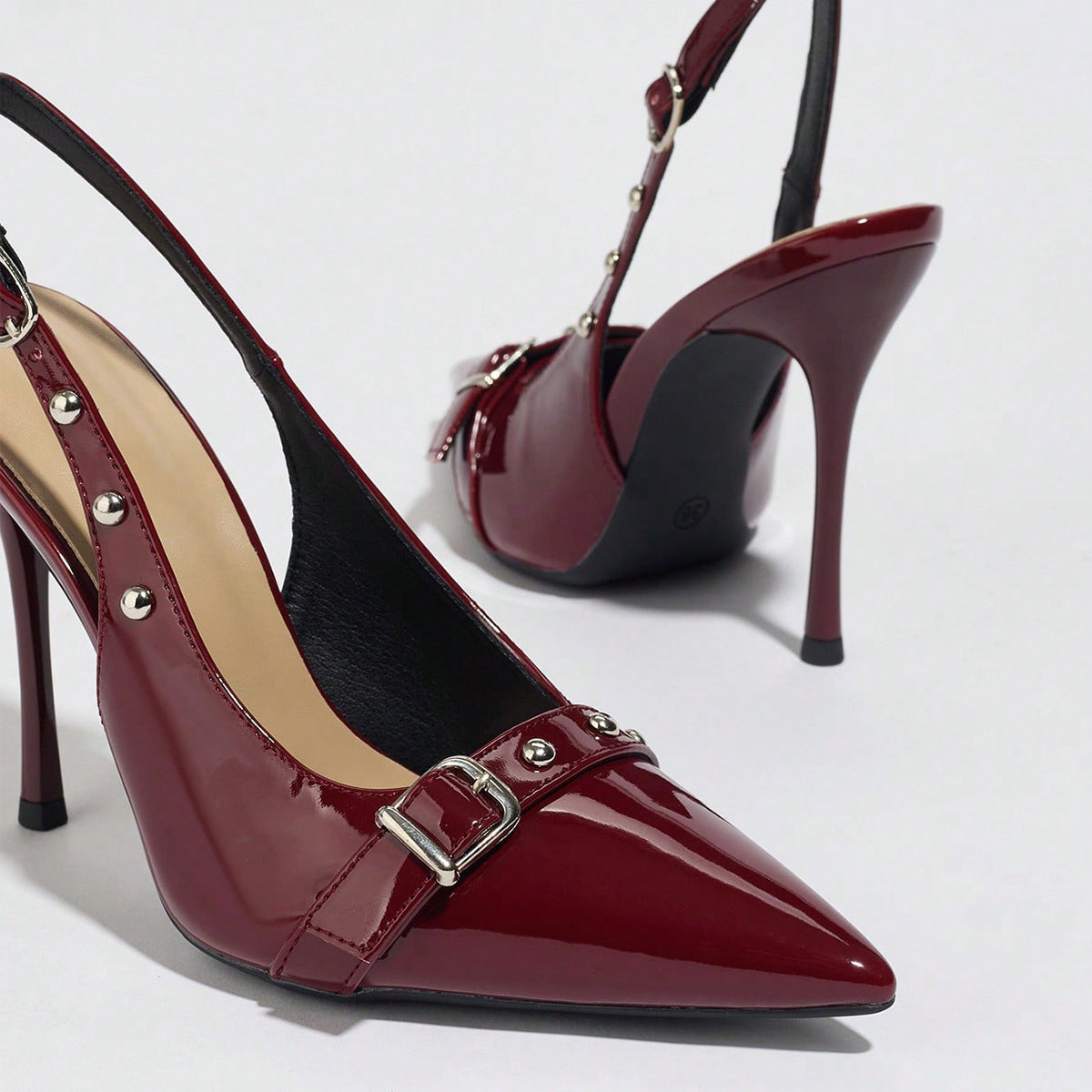 Sarah Express Pointed-Toe Stiletto Heels with Rivet Detail