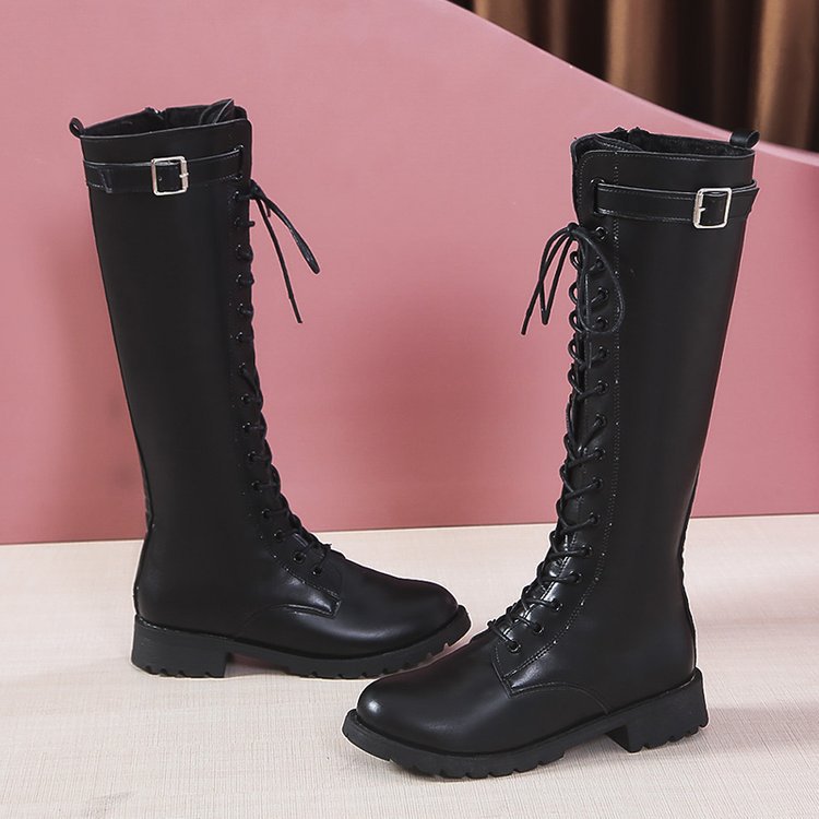 Sarah Express Women's Lace-Up Mid Heel Combat Boots