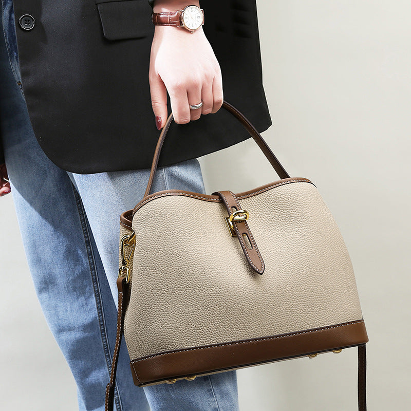 Sarah Express Lychee Pattern Contrast Color Messenger Bag