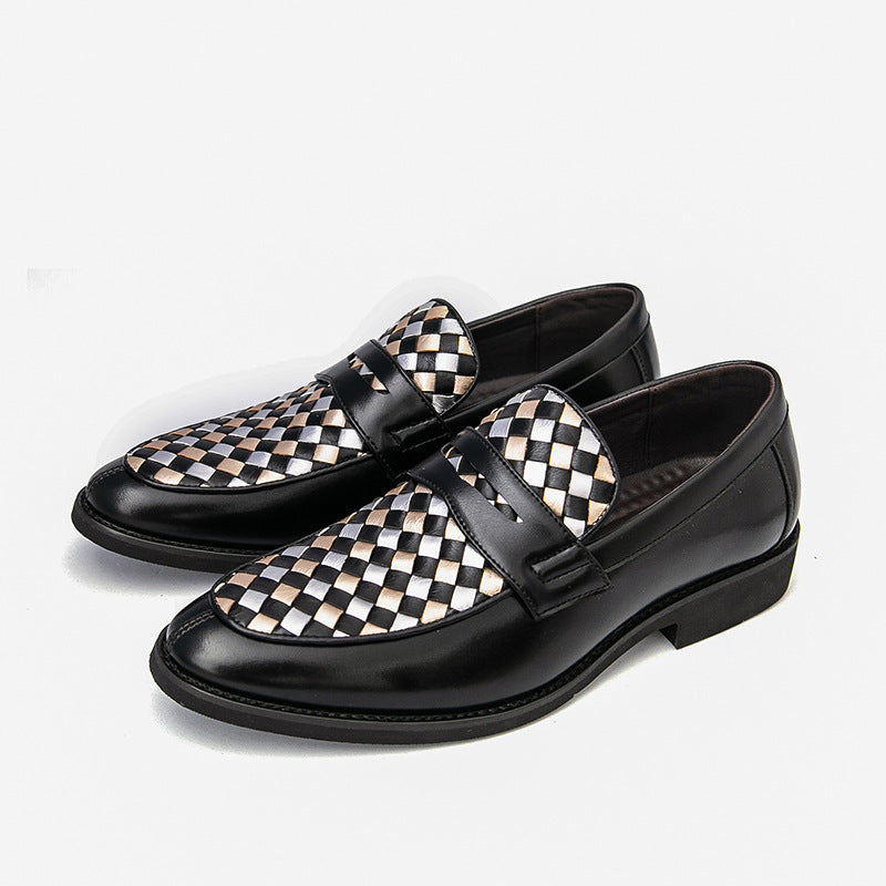 Sarah Express Men's Pointed-Toe Patchwork Dress Shoes
