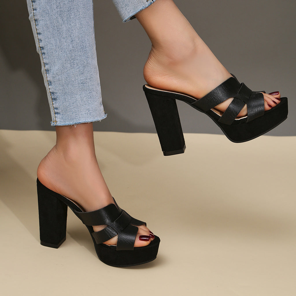 Sarah Express Fish-mouth Womens Chunky-heel Roman Sandals