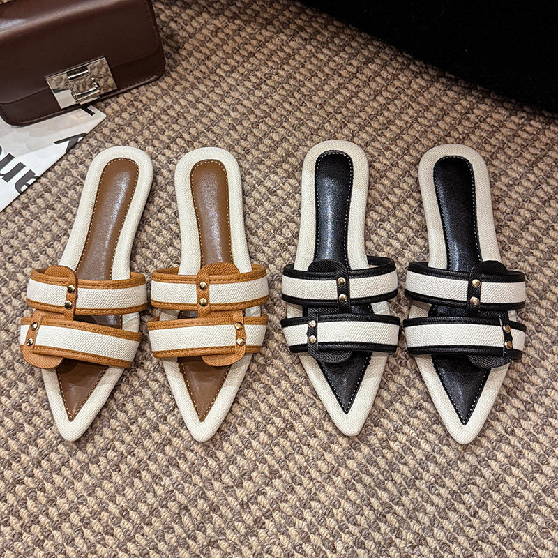 Sarah Express Women's Color Block Slip-On Slides
