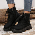 Sarah Express Women's Lace-Up Round Toe Ankle Boots Black