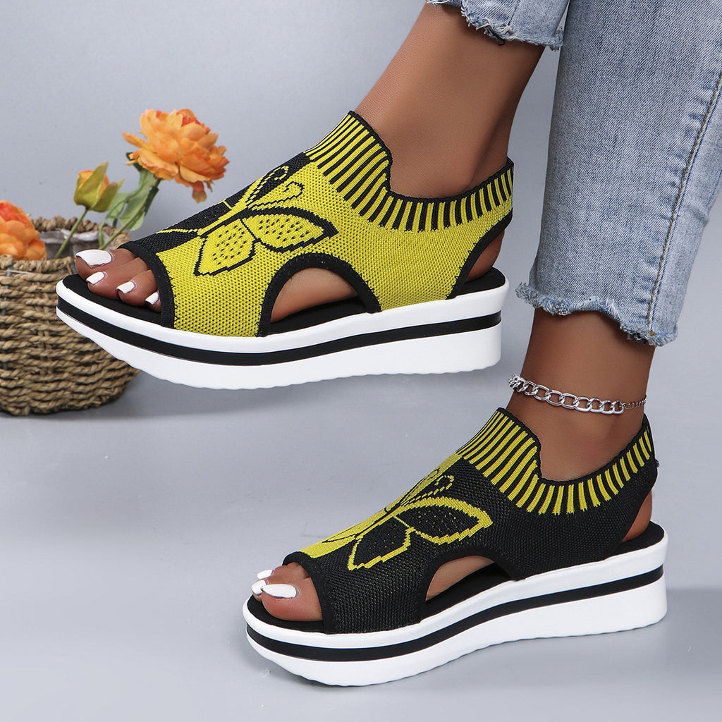 Sarah Express Butterfly Print Breathable Platform Sandals
