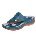 Sarah Express Women's Cutout Wedge Thong Sandals Blue