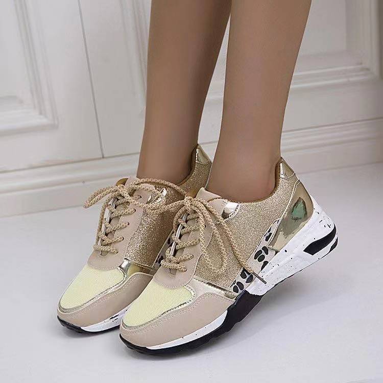 Sarah Express Women's Lace Up Wedge Sneakers Grey Size43