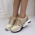Sarah Express Women's Lace Up Wedge Sneakers Grey Size43