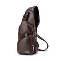 Sarah Express Men's USB Charging Crossbody Chest Bag Dark Brown