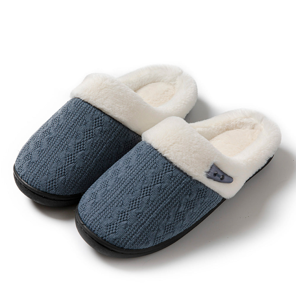 Sarah Express Unisex Cotton Slippers with Faux Fur Lining Dark Grey