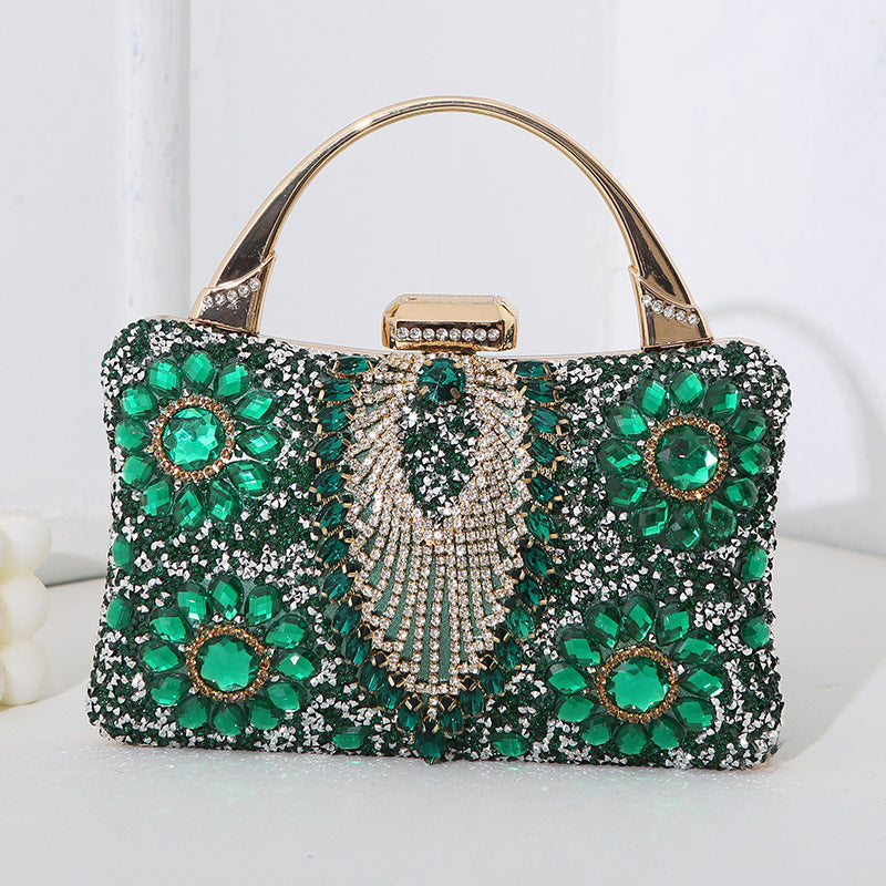 Sarah Express Diamond Inlaid Hard Shell Evening Clutch Green