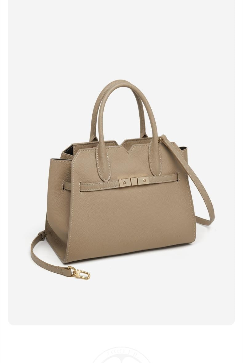 Sarah Express Top-Grain Leather Structured Tote Bag