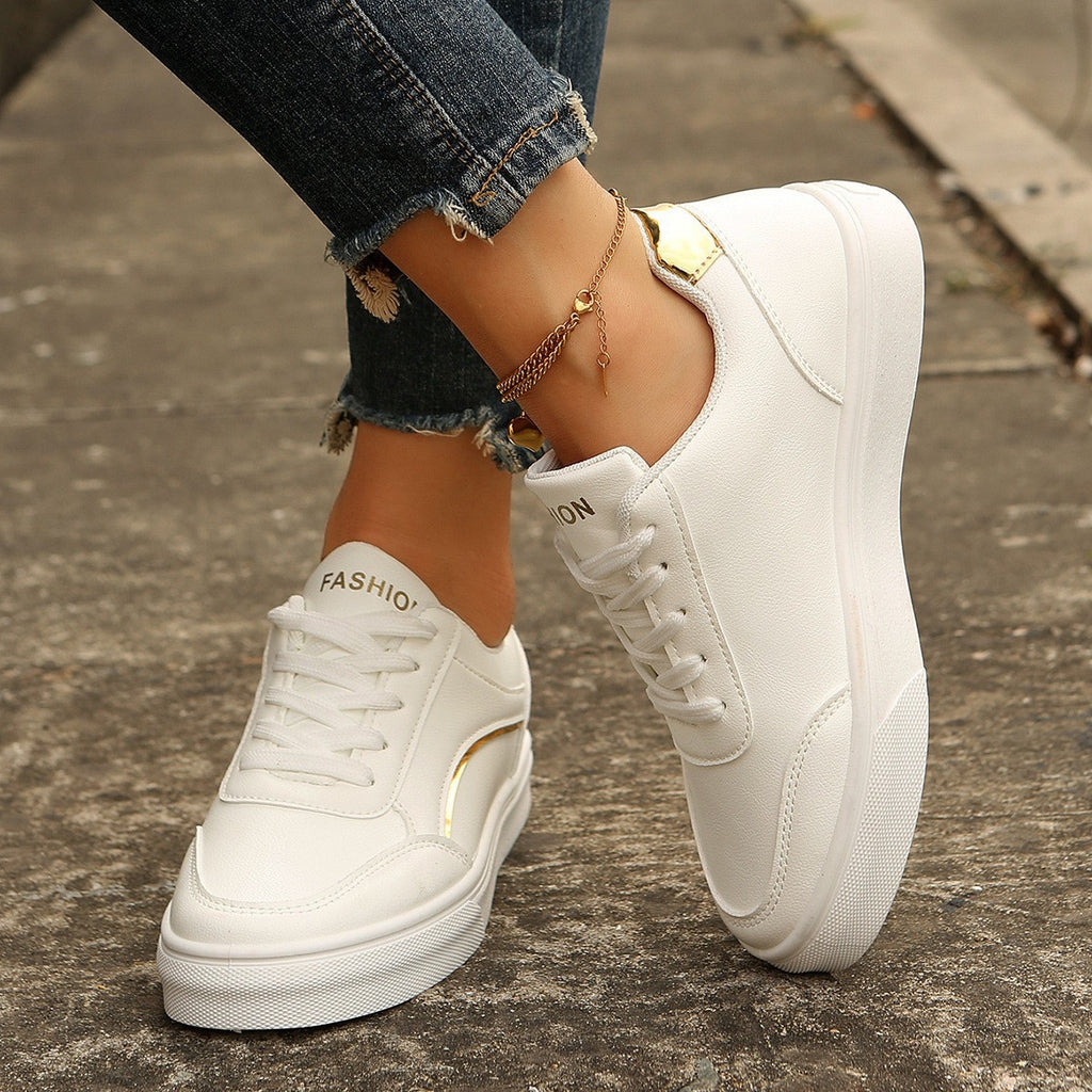 Sarah Express Lace-Up Platform Sneakers Round Toe Flats