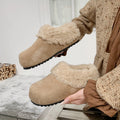 Sarah Express Retro Thick-Soled Fleece-Lined Indoor Slippers Apricot