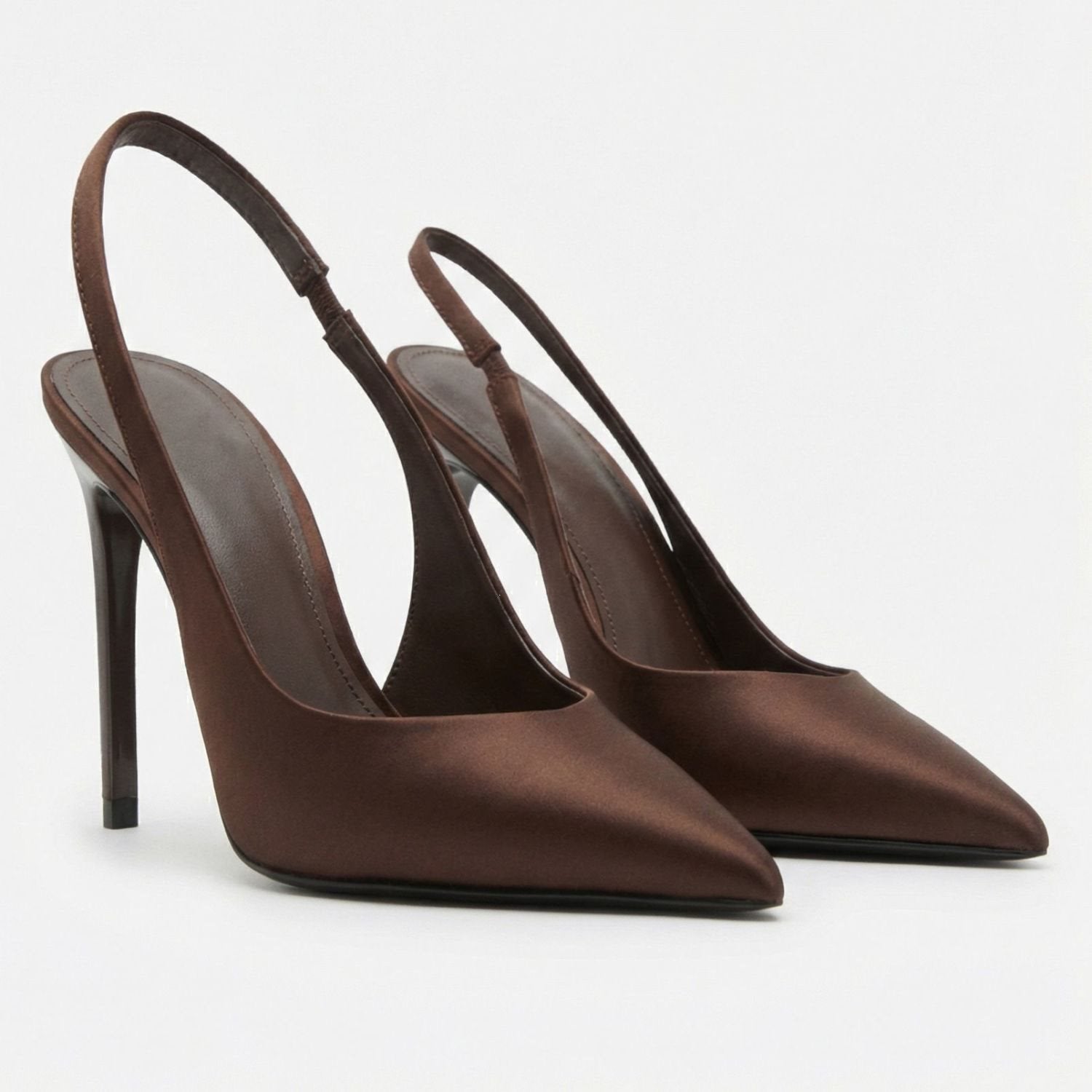 Sarah Express Satin Stiletto Sandals with Velcro Strap