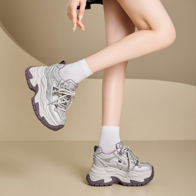 Sarah Express Women's Hidden Wedge Lace-Up Sneakers