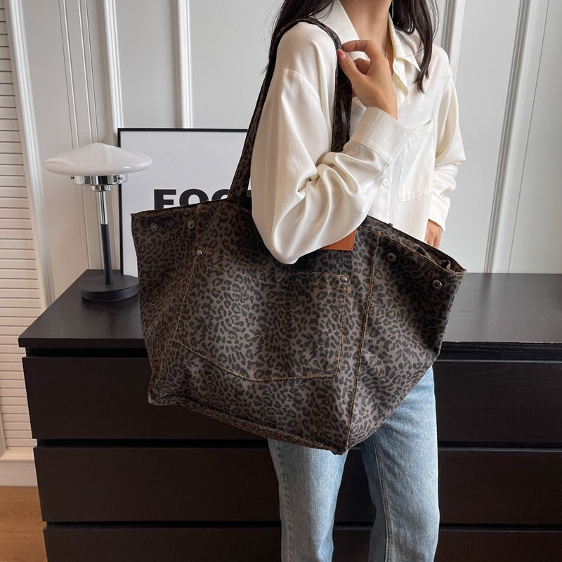 Sarah Express High-Capacity Canvas Bucket Shoulder Tote Bag
