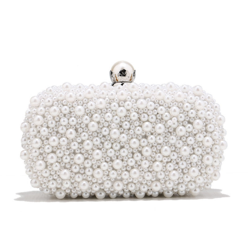 Sarah Express Pearl Embellished Small Square Dinner Bag White
